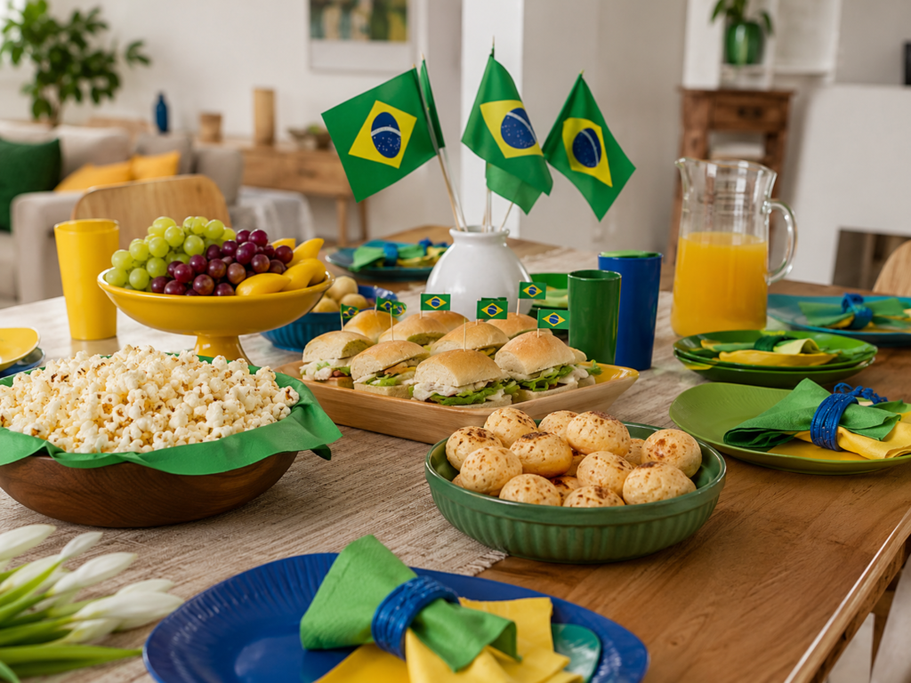 Mesa posta para os jogos da Copa do Mundo