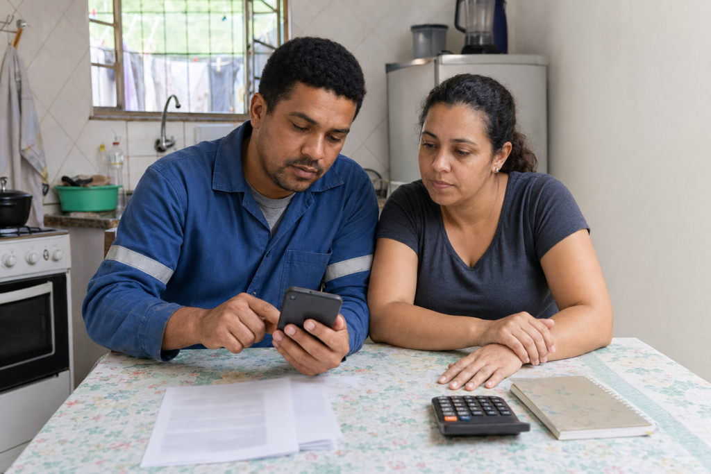 Casal analisa opções de financiamento da casa própria