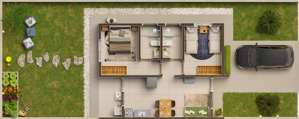 Planta Tipo 1 - Modelo 72 m²