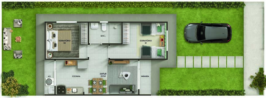 Planta Casa - Modelo 47 m²
