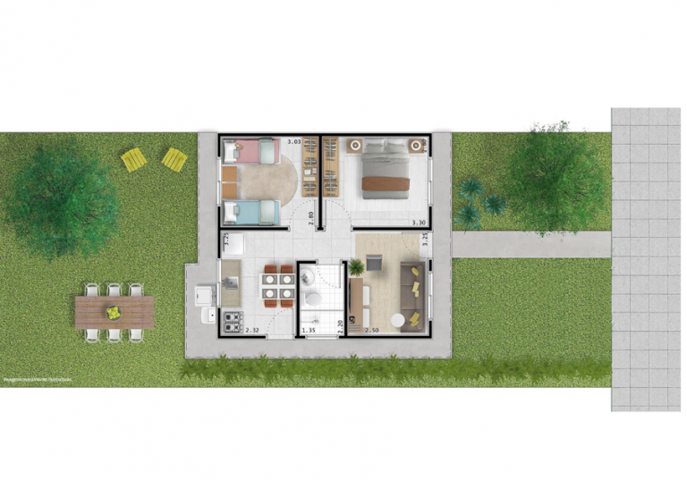 Planta Casa - Modelo 44,04 m²