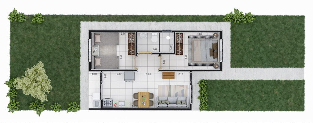 Planta Casa - Modelo 44,68 m²