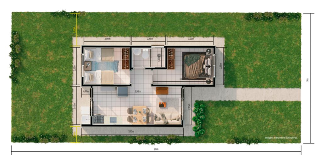 Planta Casa - Modelo 44,68 m²