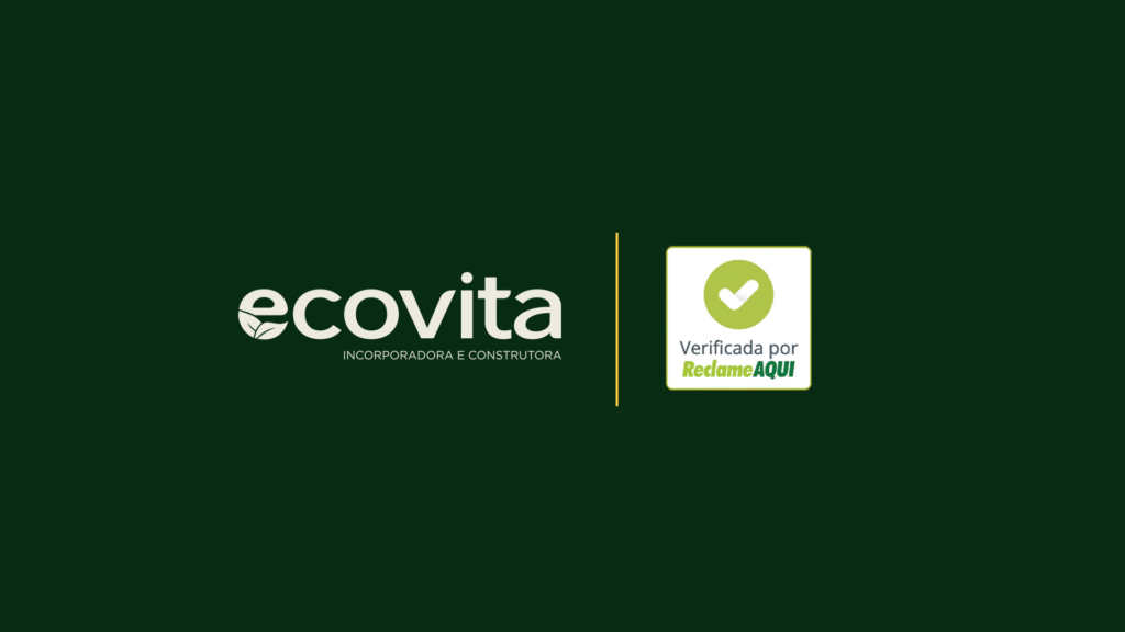 Arte com fundo verde com o logo da Ecovita e do selo de verificado pelo Reclame AQUI